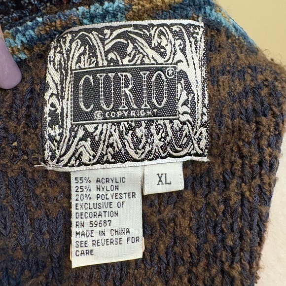 Anthropologie Curio Sweater Velour Brown Stone Shell Buttons Cardigan - Size XL - Picture 9 of 9